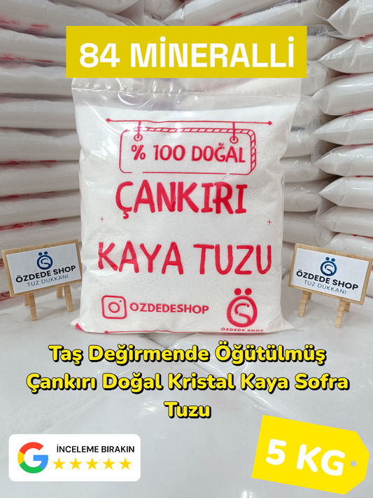 %100 Doğal Çankırı Kaya Tuzu – 5 KG (1 KG x 5 Paket) Sarı Etiket