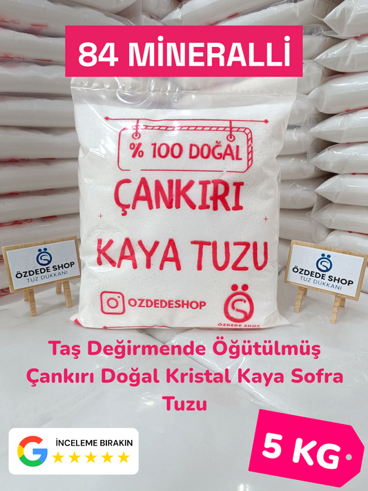 %100 Doğal Çankırı Kaya Tuzu – 5 KG (1 KG x 5 Paket) Pembe Etiket