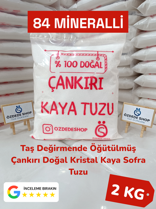 Çankırı Doğal Granül Kaya Tuzu 2 Kg  Yemeklerde, Turşu ve Salamurada (Koyu Kırmızı Etiket)