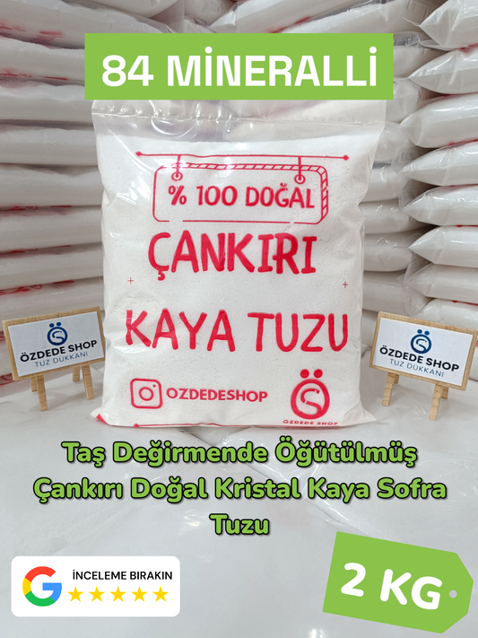 Çankırı Doğal Granül Kaya Tuzu 2 Kg  Yemeklerde, Turşu ve Salamurada (Yeşil Etiket)