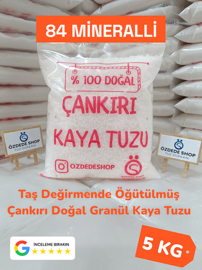 Çankırı Doğal Granül Kaya Tuzu 5 Kg  Yemeklerde, Turşu ve Salamurada (Turuncu Etiket)
