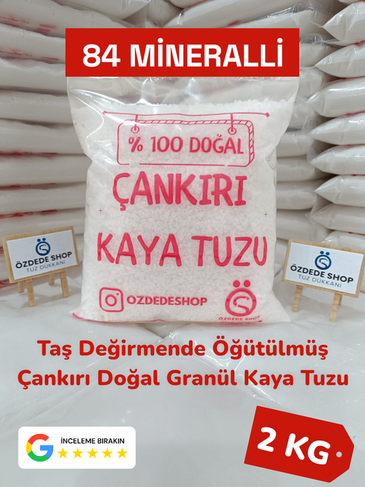 Çankırı Doğal Granül Kaya Tuzu 2 Kg  Yemeklerde, Turşu ve Salamurada (Koyu Kırmızı Etiket)