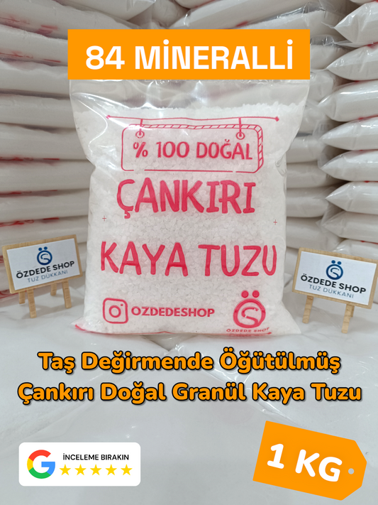 Çankırı Doğal Granül Kaya Tuzu 1 Kg  Yemeklerde, Turşu ve Salamurada (Turuncu Etiket)