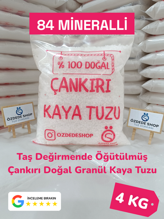 Çankırı Doğal Granül Kaya Tuzu 4 Kg  Yemeklerde, Turşu ve Salamurada (Pembe Etiket)