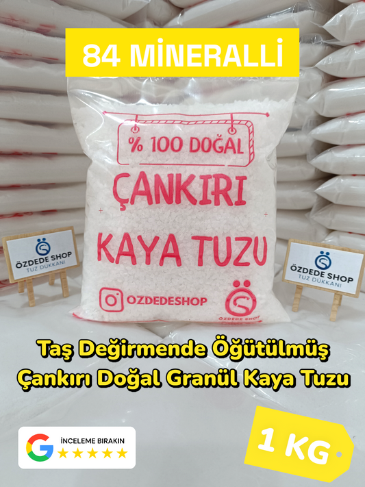 Çankırı Doğal Granül Kaya Tuzu 1 Kg  Yemeklerde, Turşu ve Salamurada (Sarı Etiket)